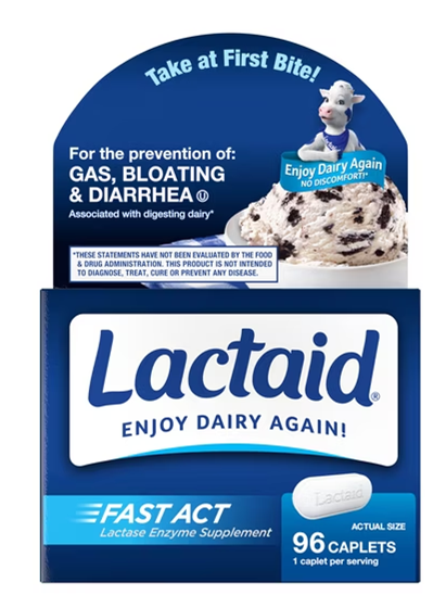 (image for) Lactaid Fast Act Lactose Intolerance Relief Caplets 96ct nq